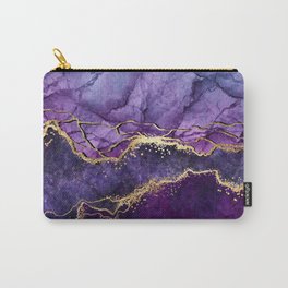 Violet marble texture with glitter gold Carry-All Pouch