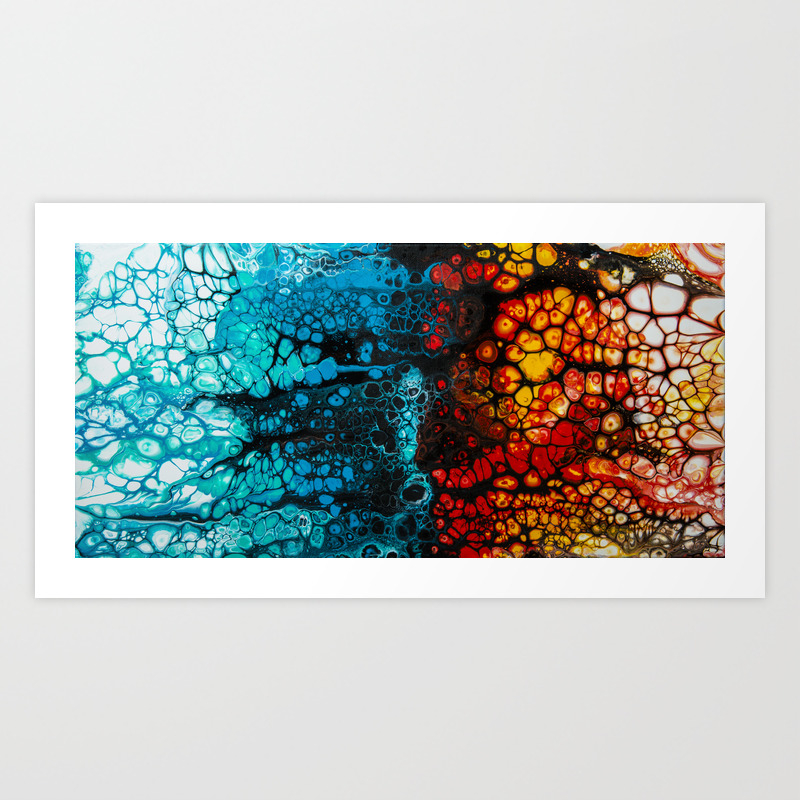 Fire Ice Acrylic Pour Painting Art Print By Spydphotography