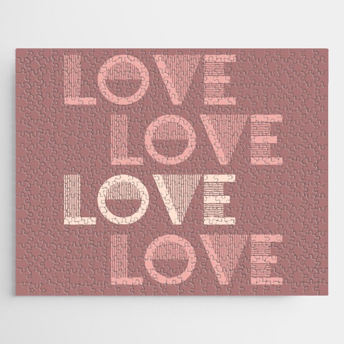 LOVE Dusty Rose & Pink Pastel colors modern abstract illustration  Jigsaw Puzzle