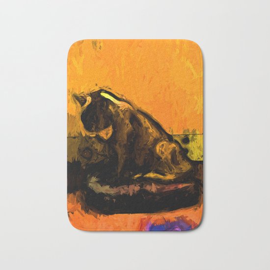 Cat and a Gold Wall Bath Mat