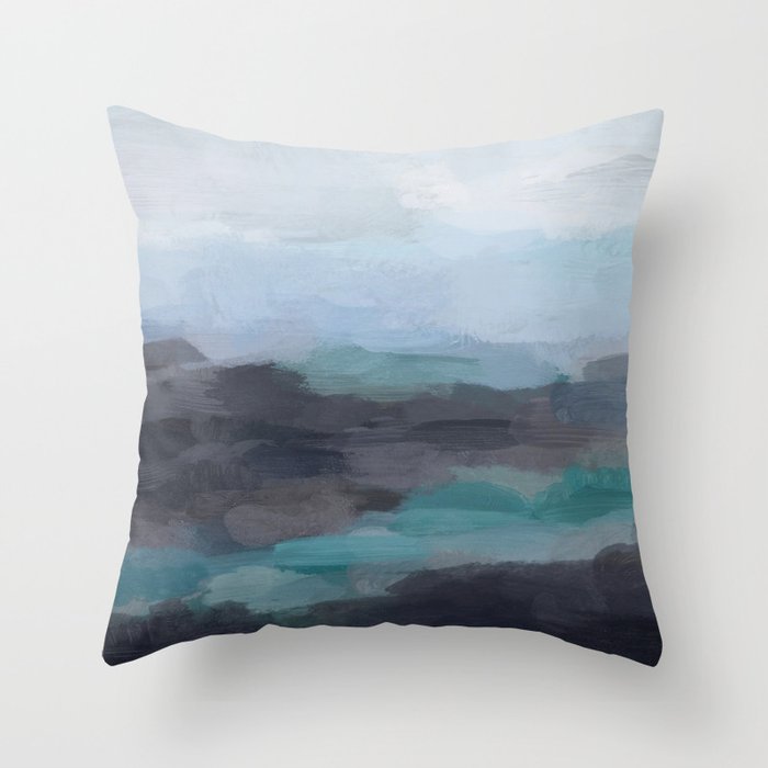 Mint Navy Blue Green Abstract Wall Art Painting Art Ocean Painting Print Blue Water Throw Pillow By Rachelelise