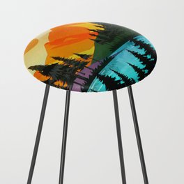 Colorful sunset near the peaceful forest lake Counter Stool