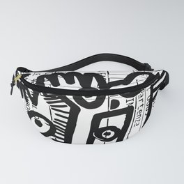 Creatures Graffiti Black and White on French Train Ticket Fanny Pack
