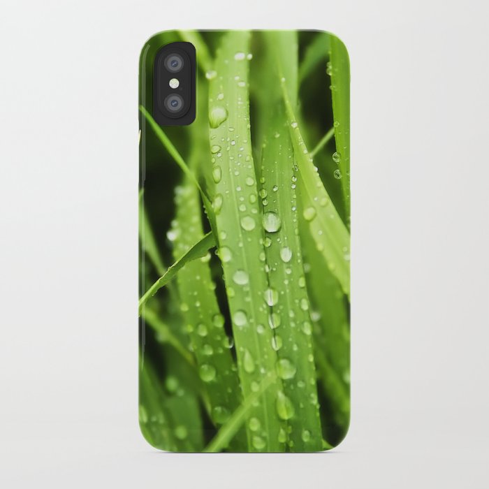Rain Drops Tall Green Grass Macro Rain Plants Nature Iphone Case By Myartspacepr