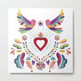 Mexican Art. Metal Print | Graphicdesign, Mexican, Birds, Mexico, Colorful, Flowers, Heart, Tenango, Folk, Mexicanart 