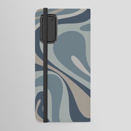 Mod Swirl Retro Abstract Pattern Neutral Blue Gray Android Wallet Case