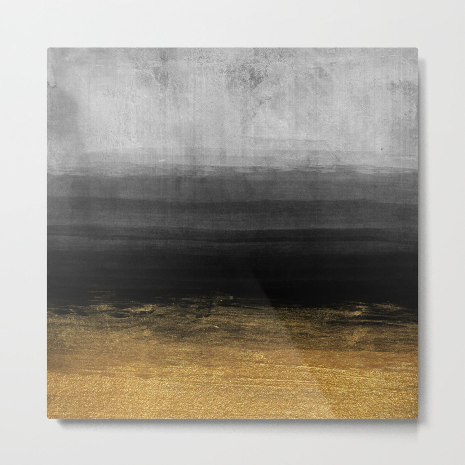 Black And Gold Grunge Stripes On Modern Grey Concrete Abstract