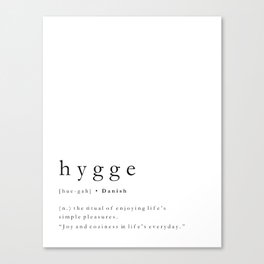 Hygge Minimalist Typography Definition Canvas Print