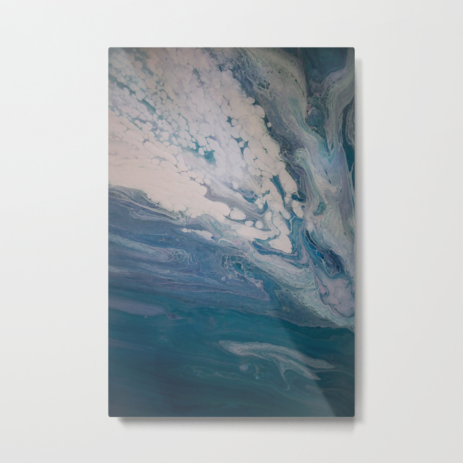 Purple Blue And White Abstract Fluid Acrylic Painting Metal