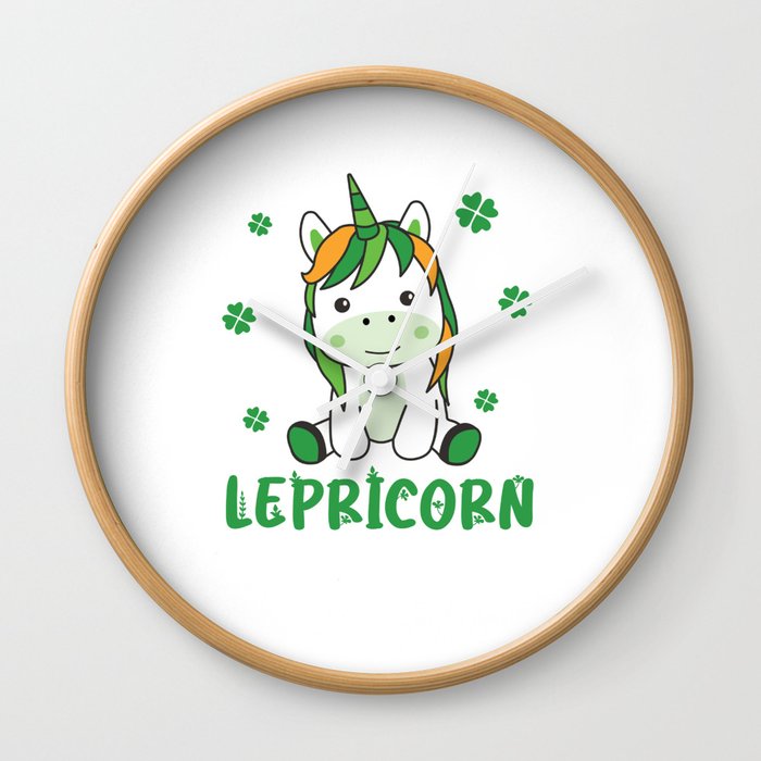 Lepricorn St. Patrick's Day Unicorn Ireland Green Wall Clock