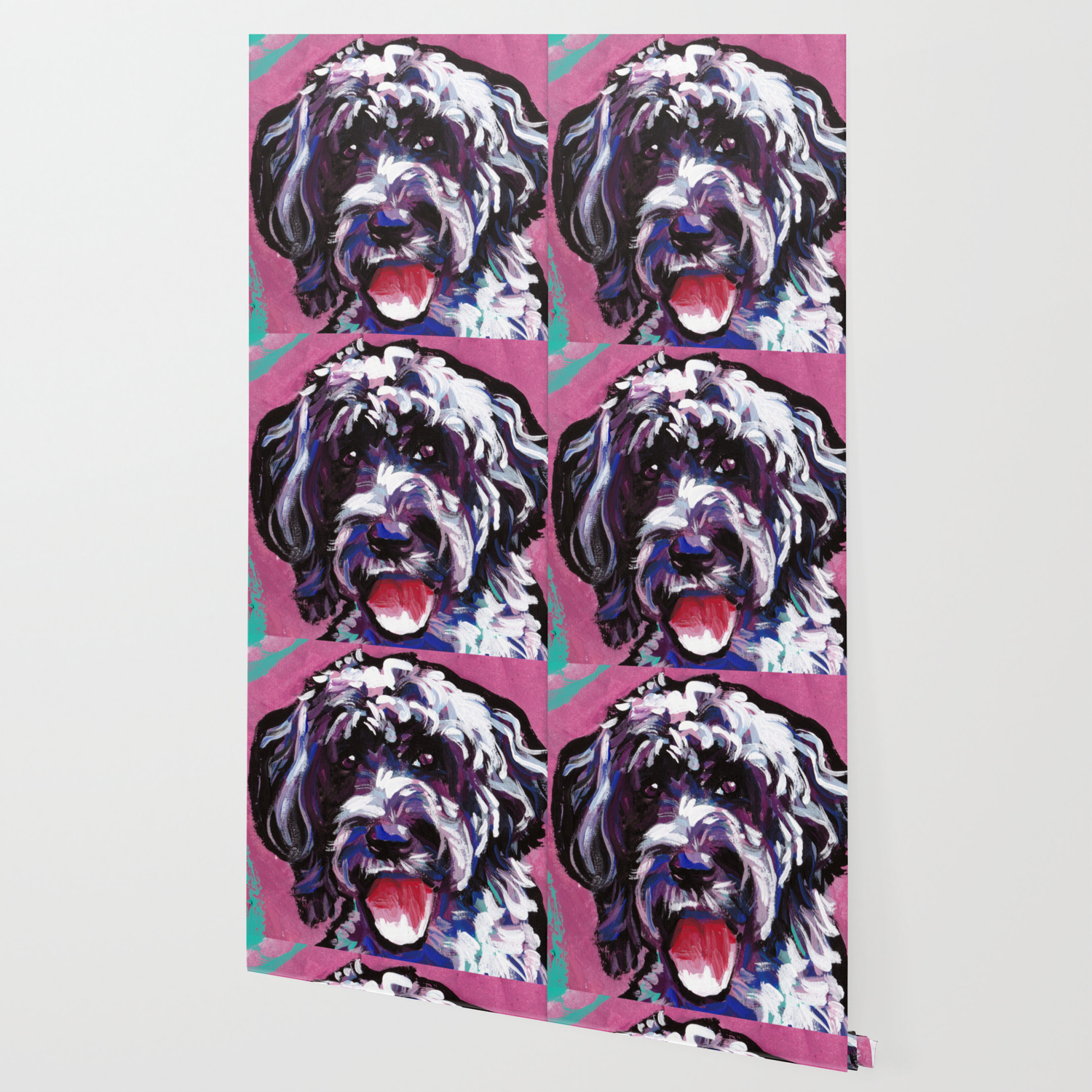 Pwd Portuguese Water Dog Fun Bright Colorful Pop Art Dog Painting By Lea Wallpaper By Wilddogs Society6
