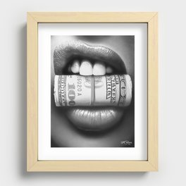 Put Your Money Where Your Mouth Is (Black and White Version) Recessed Framed Print