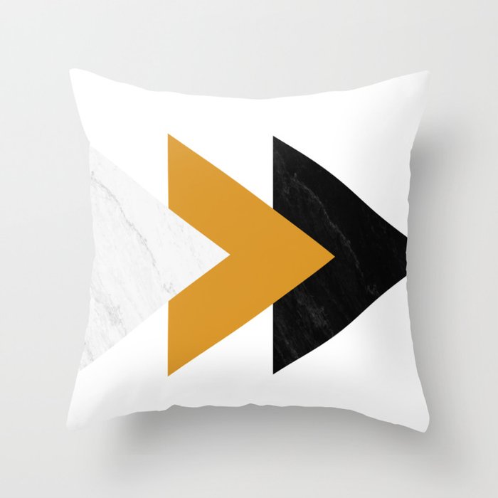 Forward marble yellow arrows pillow by ARTbyJWP | society6.com