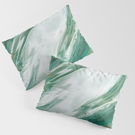 Emerald Jade Green Gold Accented Painted Marble Pillow Sham