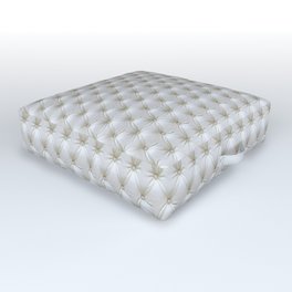 Faux White Leather Buttoned Outdoor Floor Cushion