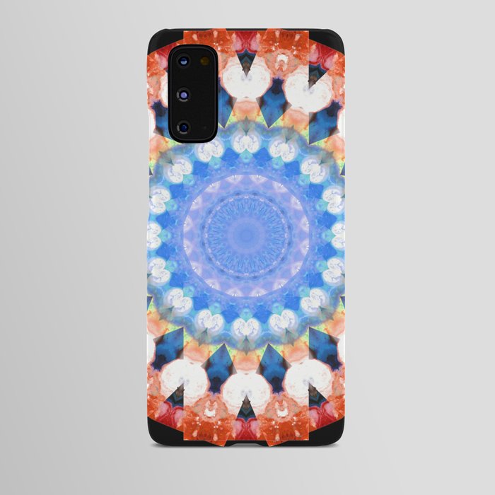Colorful Blue And Red Art - Ruby Crown Mandala Android Case