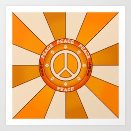 Peace and Love 70s Retro Peace Sign Art Print