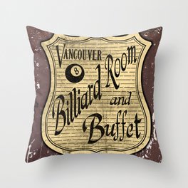 Vintage Vancouver Billiard Sign Throw Pillow