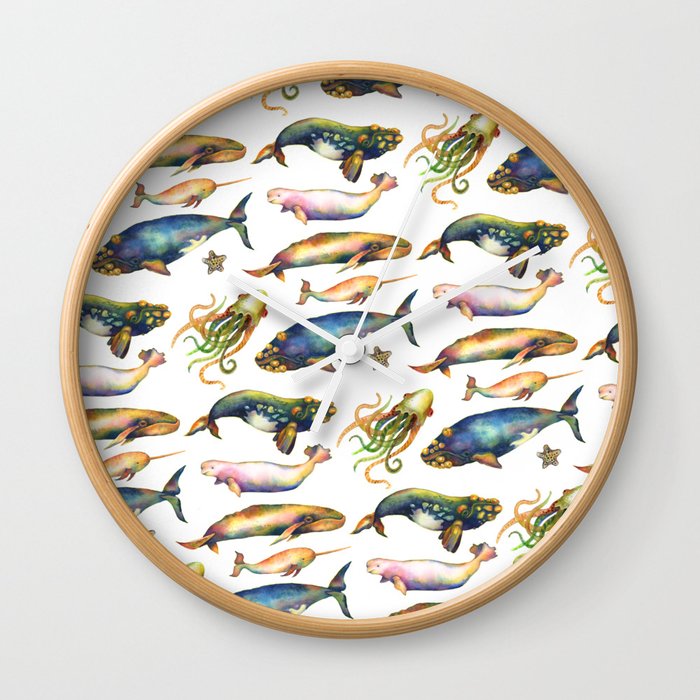 Whales and a Little Squid Wall Clock