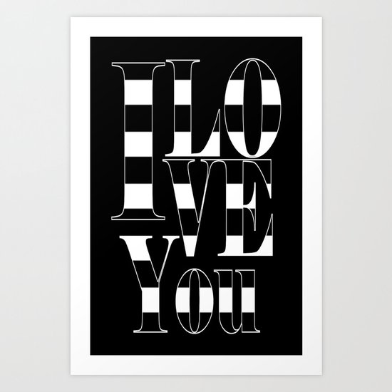 I love you - black Art Print