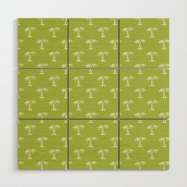 Light Green And White Palm Trees Pattern Wood Wall Art