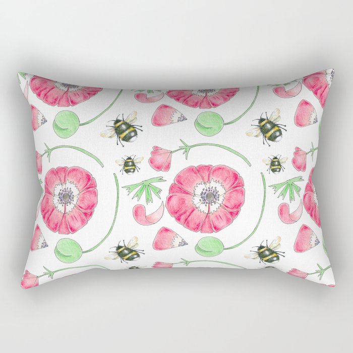 Anemones & Bumble Bees Rectangular Pillow