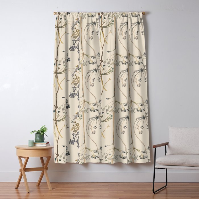 Layla Boho Wildflowers Blackout Curtain by Megan Morris Society6