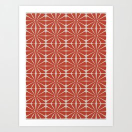 eye flower boho pattern in terracota red - retro hippie collection Art Print