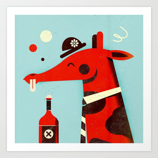 Drunk giraffe ... Art Print