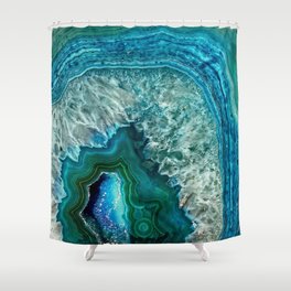 Aqua turquoise agate mineral gem stone Shower Curtain