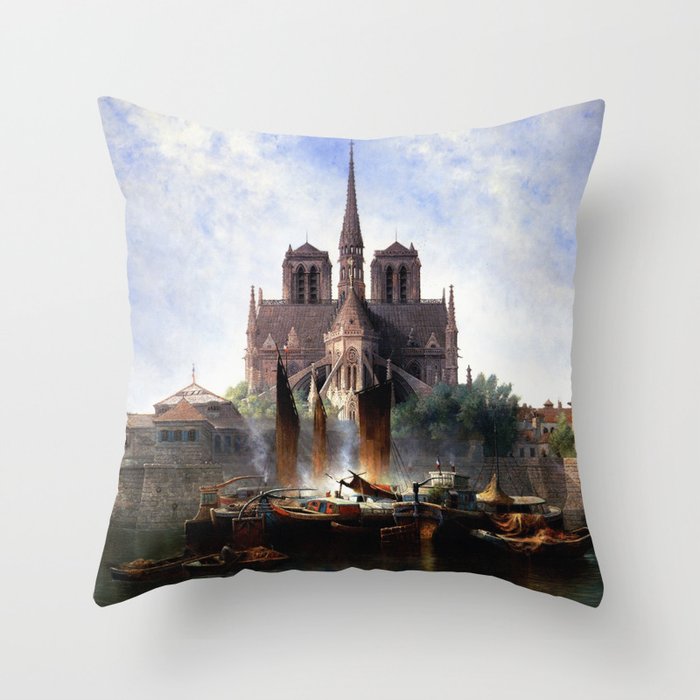  Notre Dame Paris - Edwin Deakin Throw Pillow