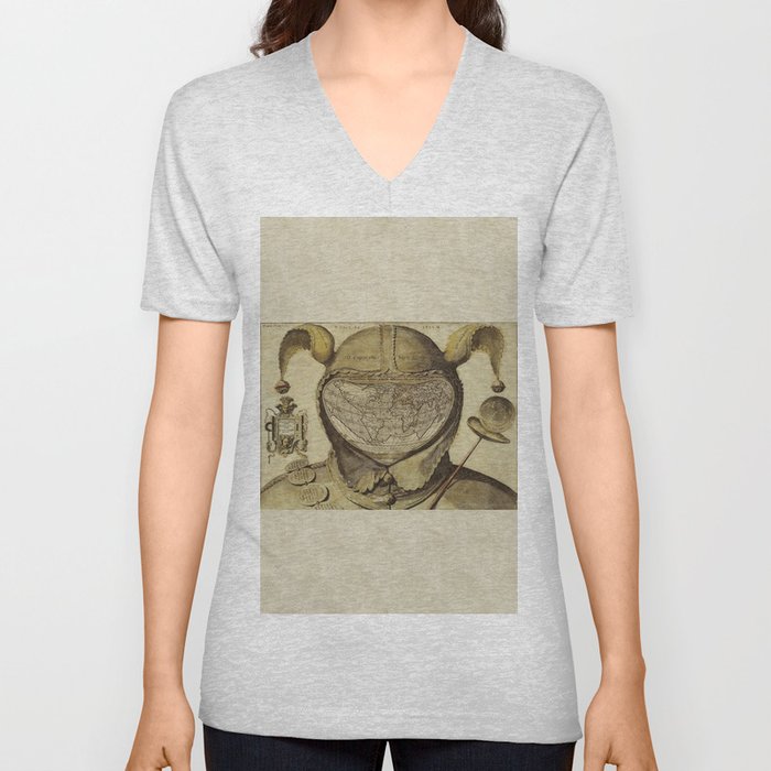 Vintage World Map - Fool's Cap Map of the World V Neck T Shirt