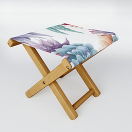 whimsical succulents in tropical watercolors Folding Stool