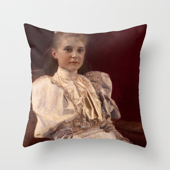 Gustav Klimt "Seated Young Girl" Throw Pillow