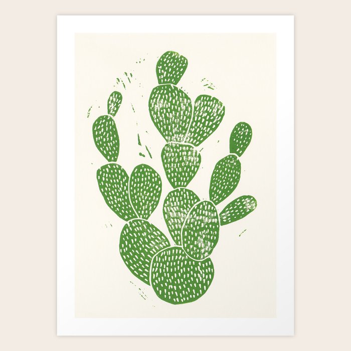 Linocut Cactus #1 Art Print by Bianca Green | Society6