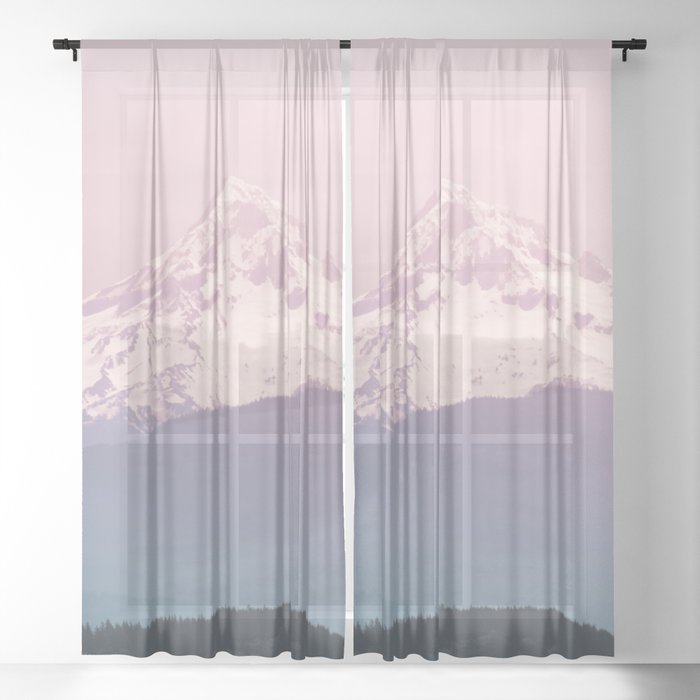 Pastel Mountain Adventure - Nature Photography Sheer Curtain