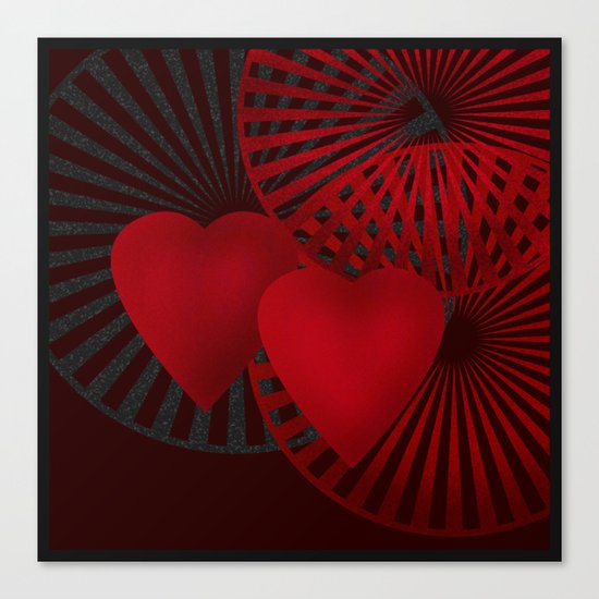 Love. The loving hearts .Black background . Canvas Print