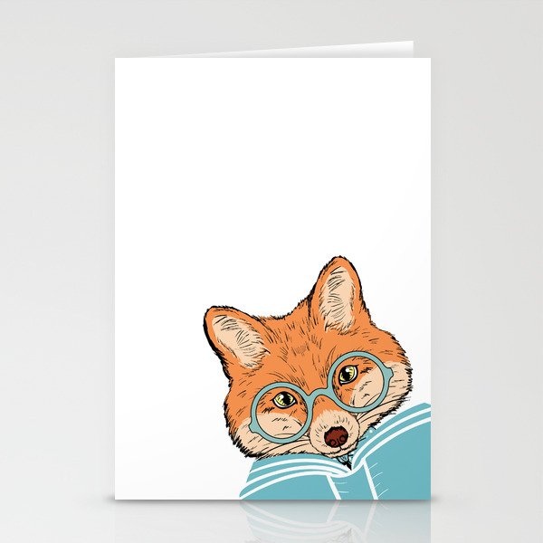 Reading Fox White Background Stationery Cards By Evieseo Society6
