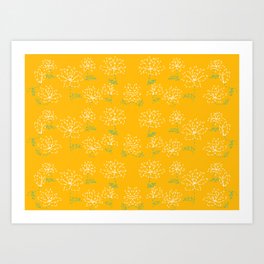 Yellow Botanical Kantha Pattern  Art Print