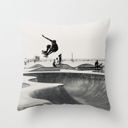 Skateboarding Print Venice Beach Skate Park LA Throw Pillow