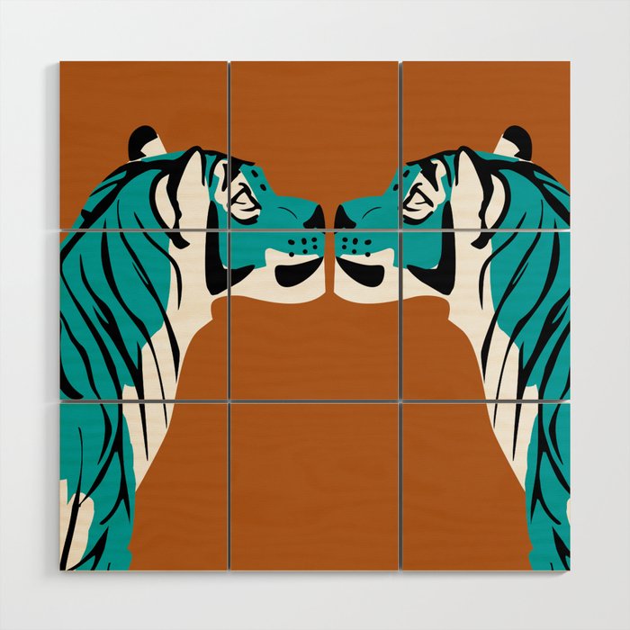 Year of the Tiger in blue duo Wood Wall Art