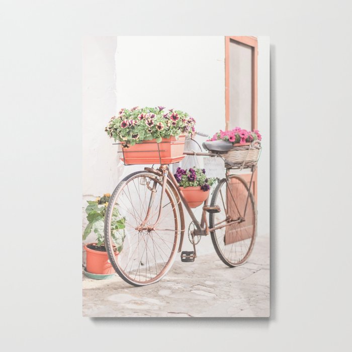 405. The Flower Bike, Ostuni, Puglia, Italy Metal Print