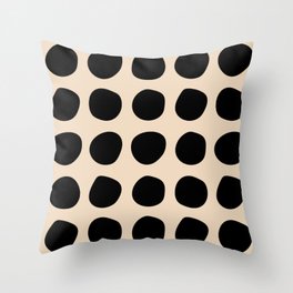 Irregular Polka Dots black and cream Throw Pillow