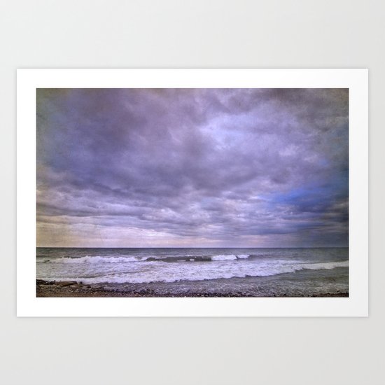 Rain storm at the sea Art Print