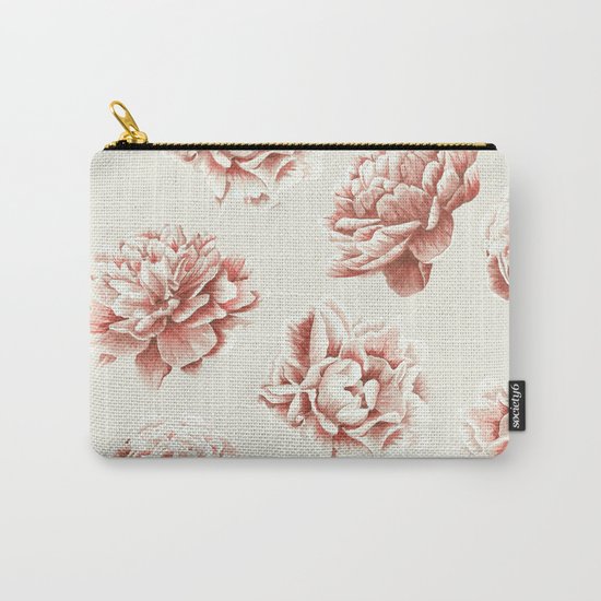 Rose Garden Vintage Rose Pink and Cream Carry-All Pouch
