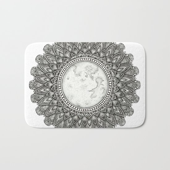 Black and White Moon Mandala Bath Mat