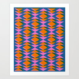 Colorful Geometric Shapes in Blue and Orange Art Print