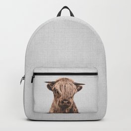 Highland Calf - Colorful Backpack | Cow, Highland, Collage, Farmhouse, Modern, Nature, Highlands, Cattle, Digital, Steer 
