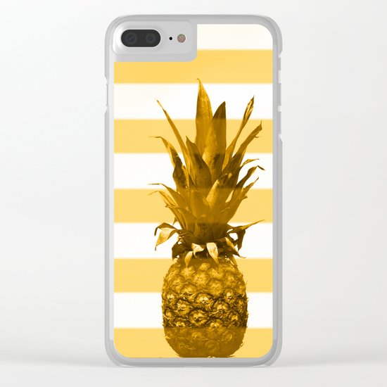 Pineapple with yellow stripes - summer feeling Clear iPhone Case