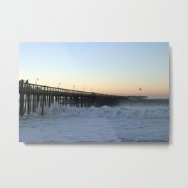 Ocean Wave Storm Pier Metal Print